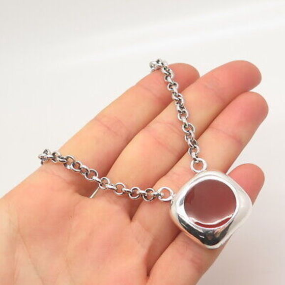 925 Sterling Silver Vintage Mexico Real Carnelian Gem Rolo...